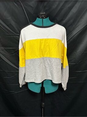 White, yellow, and grey sweater top